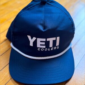 NWT Yeti Cooler Logo White Rope Corded Navy Blue Snapback Baseball Hat Cap 2016